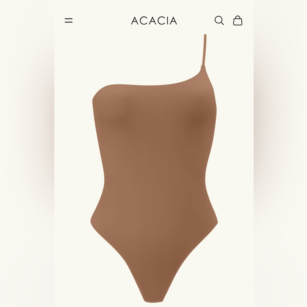 Acacia Avalon Bikini One Shoulder One Piece Swimsuit Green Beige Large Womens L - Picture 3 of 6